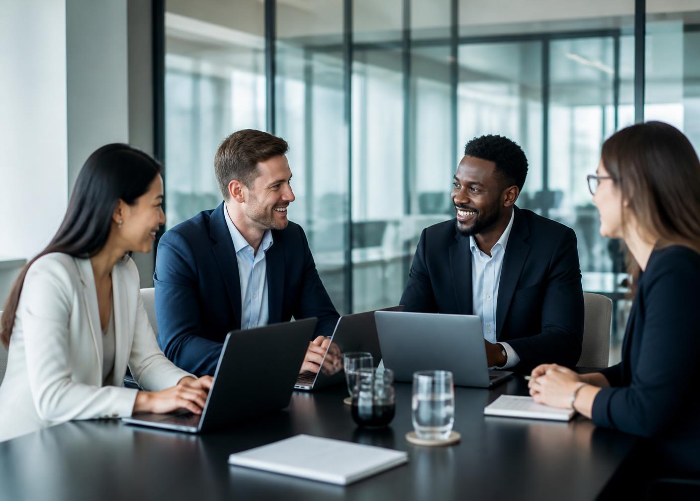Equipe corporativa em reunião colaborativa